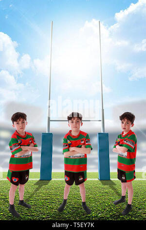Sous 8s, children's Rugby League Banque D'Images