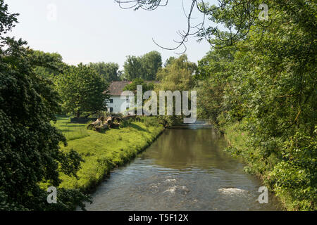 River de ver, Wurm, formant la frontière de l'Allemagne et Pays-Bas, Kreis Heinsberg,Rhénanie du Nord-Westphalie,Allemagne. Banque D'Images