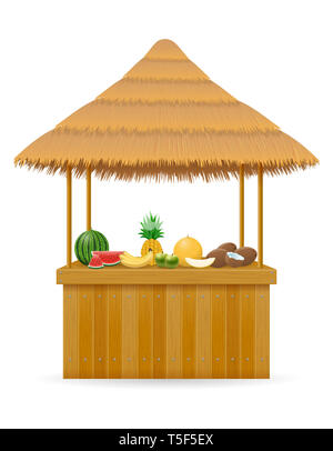 Cabine de plage bar frais pour l'été vacances sur resort dans les tropiques vector illustration isolé sur fond blanc Banque D'Images