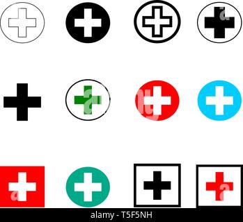 Définir les marques icônes vectorielles Hôpital Illustration de Vecteur