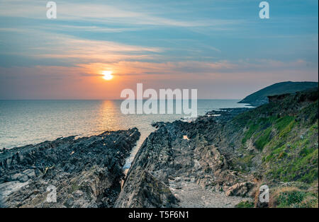 Coucher de soleil de Croyde, Devon, Angleterre Banque D'Images