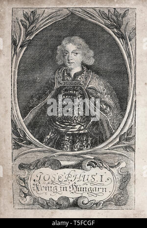 Portrait de Joseph I (1678 - 1711). Saint Empereur romain à partir de 1705 jusqu'à sa mort en 1711. Joseph fut couronné roi de Hongrie à l'âge de neuf en 168 Banque D'Images