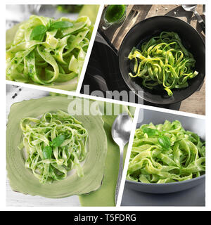 Ensemble avec servi délicieux plats de pâtes. Recette maison Banque D'Images