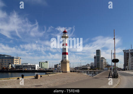 Ancien Phare à Malmo City Harbour Banque D'Images