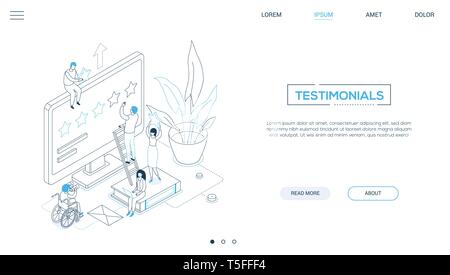 Témoignages - ligne style design bannière web isométrique Illustration de Vecteur