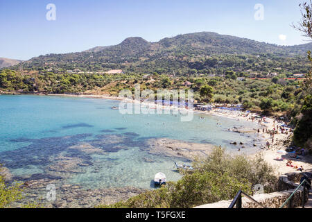 La Sicile, Cefalu, vue de la vieille ville de Cefalù de Rocca di Cefalu Banque D'Images