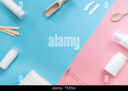 Contenants pour produits cosmétiques faits maison, télévision lay Banque D'Images