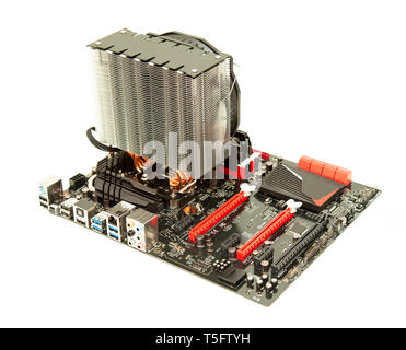 Carte mère ordinateur isolé sur fond blanc Banque D'Images