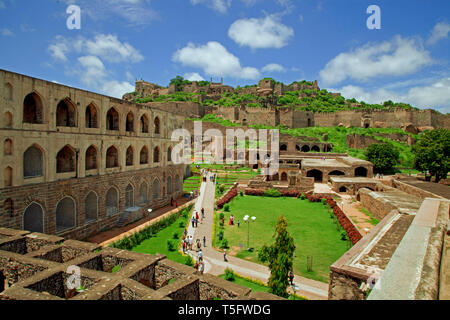 Fort Golkonda, Hyderabad, Andhra Pradesh, Inde, Asie Banque D'Images