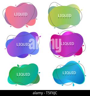 Mode couleur abstrait bannière liquide ensemble. Vector illustration Illustration de Vecteur