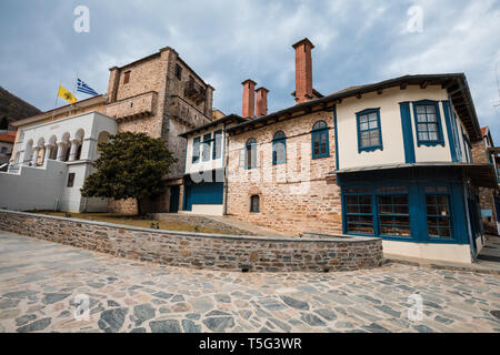 Karyes rue sur le mont Athos, Chalkidiki Grèce Banque D'Images