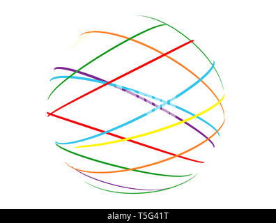 Résumé de la sphère des lignes de couleur sur fond blanc Banque D'Images