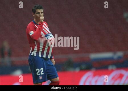 Madrid, Espagne. Apr 24, 2019. Madrid, Espagne ; de la Liga match de soccer 34, contre l'Atlético de Madrid FC Valence tenue au stade Metropolitano de Wanda, à Madrid. Morata Atletico de Madrid Objectif Player Crédit : Juan Carlos Rojas/Photo Alliance | utilisée dans le monde entier/dpa/Alamy Live News Banque D'Images