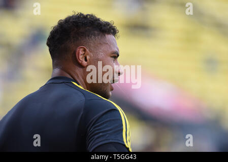 Columbus, OH, USA. Apr 24, 2019. 24 avril 2019 : Columbus Crew Zack gardien Steffen (23) avant le match entre DC United MLS et Columbus Crew SC à Mapfre Stadium à Columbus, Ohio. Austyn McFadden/crédit : Zuma Zuma Austyn McFadden/wire/Alamy Live News Banque D'Images