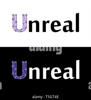 Unreal - vector isolated on white label et la couleur noire en EPS10. L'illustration pour la décoration de la réalité virtuelle et la technologie moderne de l'avenir. Illustration de Vecteur