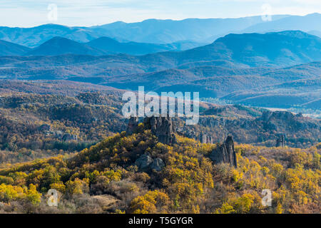 Rock Fortress Kaleto, vue sur les formations rocheuses, Belogradchik, Bulgarie Banque D'Images