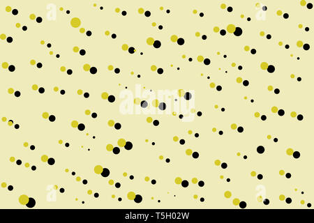 Kaki et noir points aléatoires sur fond beige. Des formes géométriques abstraites modèle dans le style rétro pour tissu textile, d'impression, la décoration Banque D'Images
