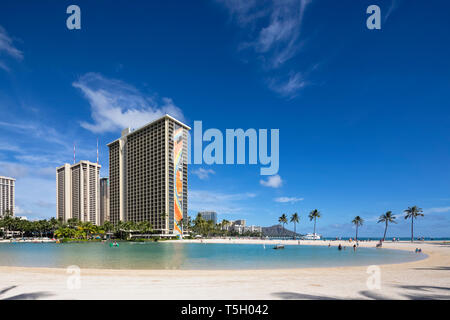 USA, Hawaii, Oahu, Honolulu, Waikiki Beach, Duke Kahanamoku Lagoon Banque D'Images