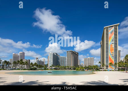 USA, Hawaii, Oahu, Honolulu, Waikiki Beach, Duke Kahanamoku Lagoon Banque D'Images