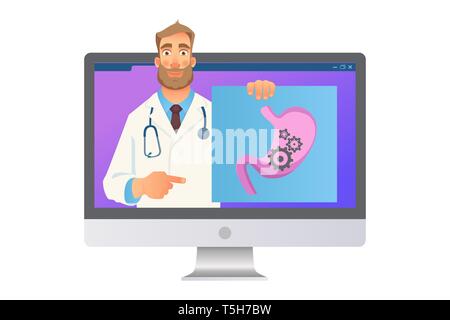 Consultation médicale en ligne. Médecin en ligne. Concept de la médecine. Illustration site web Médecin Banque D'Images