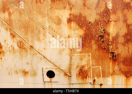 Surface métallique usé vieux avec de la peinture. Rusty metal texture. Feuille de métal avec de la rouille et peinture usée plaque métallique, galerie d'images haute résolution de la texture. Banque D'Images
