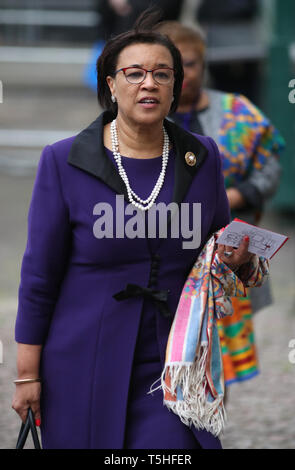 Le Secrétaire général du Commonwealth Baroness Scotland assiste à l'Anzac Day Service de commémoration et d'action de grâce à l'abbaye de Westminster, Londres. Banque D'Images