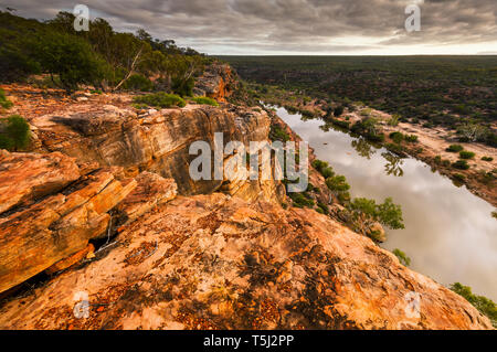 Vue sur la rivière Murchison Gorge située dans le Parc National de Kalbarri. Banque D'Images