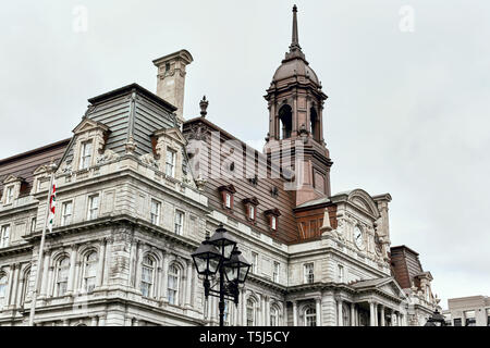 Détails architecturaux de l'Hôtel de Ville de Montréal à Montréal, Québec Banque D'Images