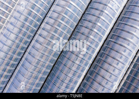 Allemagne, Hesse, vue aérienne du champ d'asperges avec les serres Banque D'Images