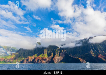 USA, Hawaii, Kauai, état de la Côte de Na Pali, parc sauvage, la Côte de Na Pali Kalalau Beach Banque D'Images