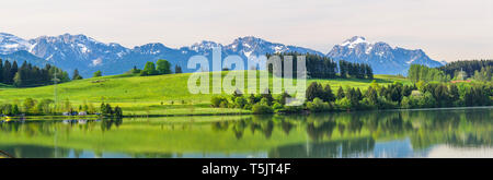 Printemps nature au lac de l'Est de l'Allgäu Lech Banque D'Images