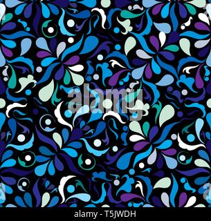 Vintage floral fond bleu foncé motif élégant abstract vector Illustration de Vecteur