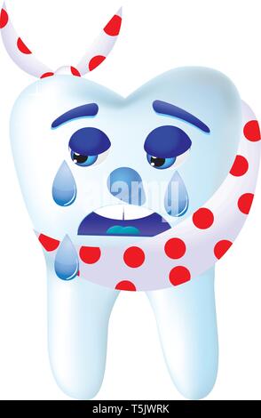 Tooth-cartoon pleurer, parce qu'il blesse, vector illustration Illustration de Vecteur