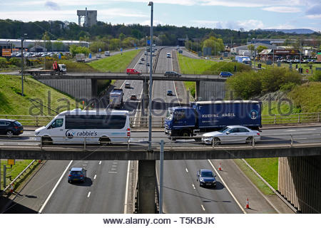 Autoroute M9 Junction 1 intersection et passage inférieur à la Newbridge rond-point, en dehors de l'Écosse, Édimbourg Banque D'Images