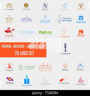 Fashion shoping simple logo modèle d'ensemble collection icône illustration vectorielle, la mode de l'élément set logo télécharger Mega Illustration de Vecteur