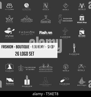 Fashion shoping simple logo modèle d'ensemble collection icône illustration vectorielle, la mode de l'élément set logo télécharger Mega Illustration de Vecteur