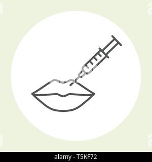 Lèvres botox injection icône - acide hyaluronique injection lèvres Illustration de Vecteur
