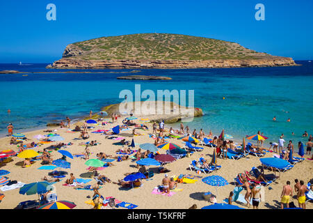 Plage de Cala Comte. L'île d'Ibiza. Îles Baléares. Espagne Banque D'Images