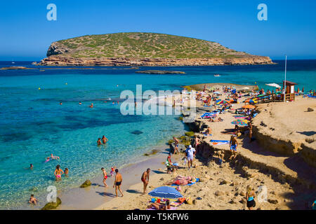 Plage de Cala Comte. L'île d'Ibiza. Îles Baléares. Espagne Banque D'Images