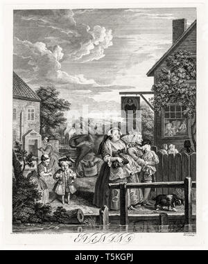 William Hogarth, quatre moments de la journée : le soir, gravure, 1738 Banque D'Images