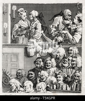 William Hogarth, l'auditoire de rire, gravure, 1733 Banque D'Images