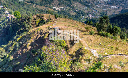 Trekking Népal pokhara vue de rout Banque D'Images