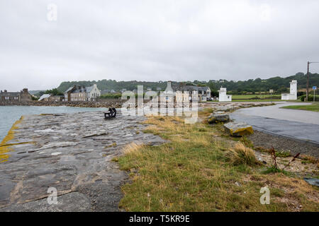 Le becquet, France - 16 août 2018 : Phare dans le becquet de Tourlaville est un village de Cherbourg-en-Cotentin. Manche , Normandie, France Banque D'Images