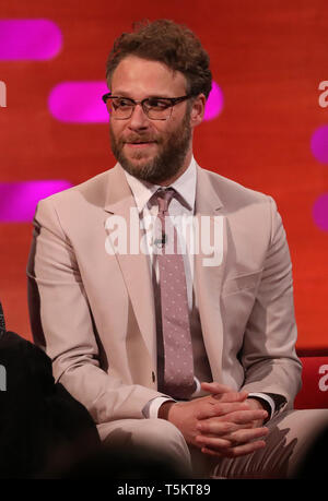 Seth Rogen pendant le tournage pour le Graham Norton Show à BBC Television Centre 6 Studioworks, Wood Lane, Londres, pour être diffusé sur BBC One le vendredi soir. Banque D'Images