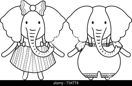 Quelques éléphants mignon vecteur illustration design personnages enfantins Illustration de Vecteur