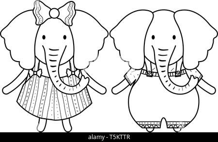 Quelques éléphants mignon vecteur illustration design personnages enfantins Illustration de Vecteur