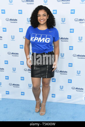 25 avril 2019 - Los Angeles, Californie, États-Unis - 25 avril 2019 - Los Angeles, Californie - Laurie Hernandez. Nous jour Californie 2019 qui ont eu lieu pendant le Forum. Crédit photo : Birdie Thompson/AdMedia (crédit Image : © Birdie Thompson/AdMedia via Zuma sur le fil) Banque D'Images