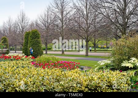 Jardin formel de fleurs de Regents Park Londres Angleterre au printemps,UK Banque D'Images