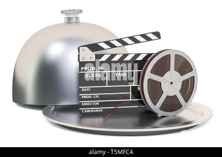 Présentation de nouveaux films ou séries concept. Le rendu 3D isolé sur fond blanc Banque D'Images