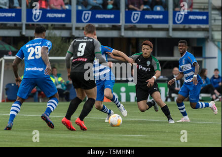 24 avril 2019 Zwolle, Pays-Bas Eredivisie néerlandaise de football PEC Zwolle v FC Groningen Eredivisie 2018 - 2019. Ritsu Doan du FC Groningen, Banque D'Images